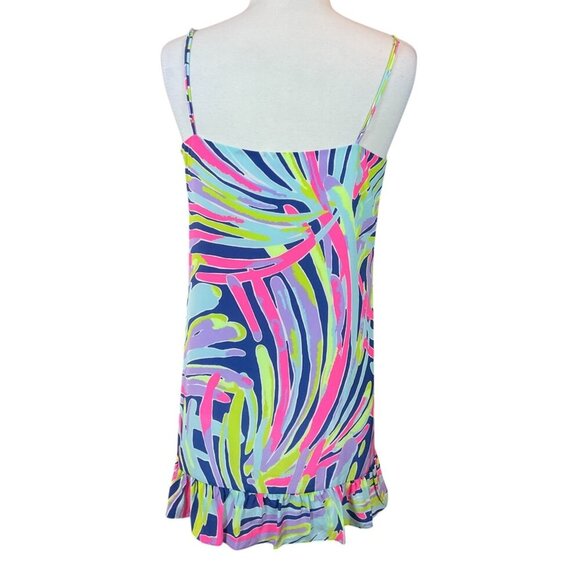 Lilly Pulitzer Zanna Silk Adj. Spaghetti Strap Dress Indigo Sea Dreamin Medium - Picture 4 of 8